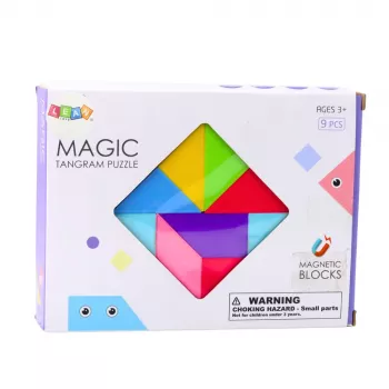 LEAN TOYS Magnetic Tangram Blocks Colorful Puzzle Stickers 9 pcs