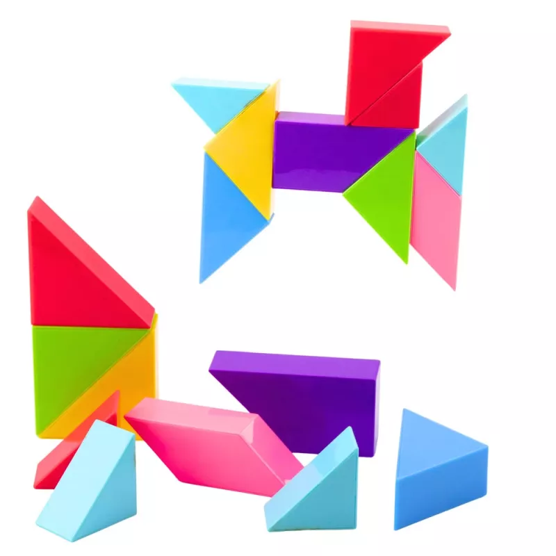 LEAN TOYS Magnetic Tangram Blocks Colorful Puzzle Stickers 9 pcs