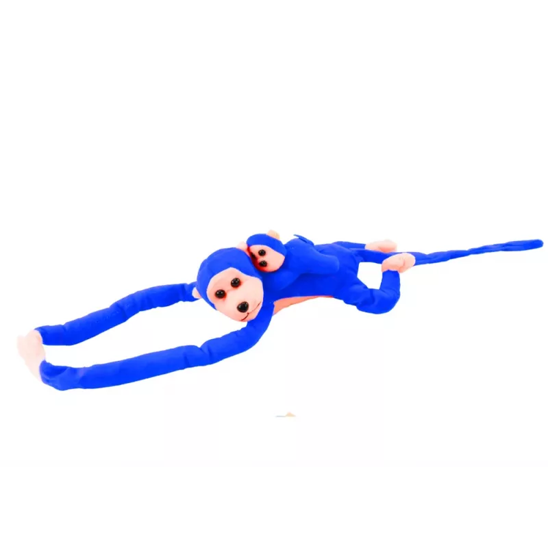 LEAN TOYS Mascot Plush Monkey with Baby, Blue 90 cm