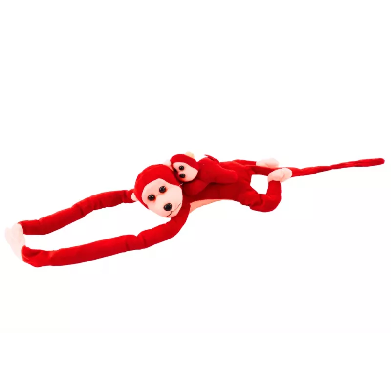 LEAN TOYS Mascot Plush Monkey with Baby, Red 70 cm