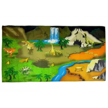 LEAN TOYS Mat With Dinosaurs Educational Carpet - Non-Slip Play Mat for Kids, 12+ Months, Durable Polyester, Dinosaur Theme, Indoor