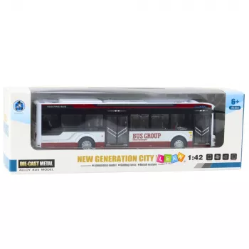 LEAN TOYS Metal City Bus with Sound and Lights 1:42