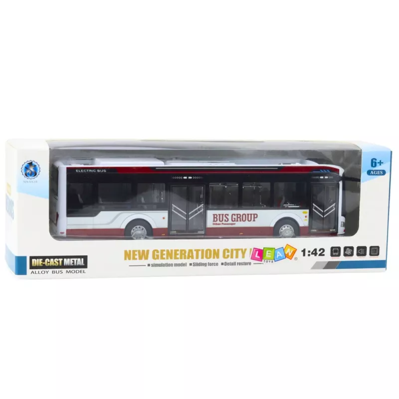 LEAN TOYS Metal City Bus with Sound and Lights 1:42