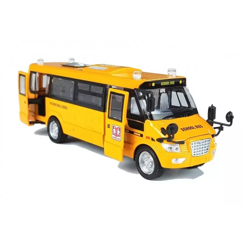LEAN TOYS Metal School Bus with Friction Drive Die Cast Model