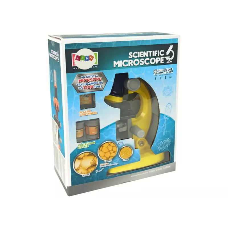 LEAN TOYS Microscope For The Scientist Educational Set Yellow 100x 400x 1200x