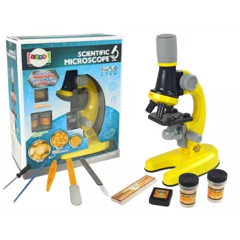 LEAN TOYS Microscope For The Scientist Educational Set Yellow 100x 400x 1200x