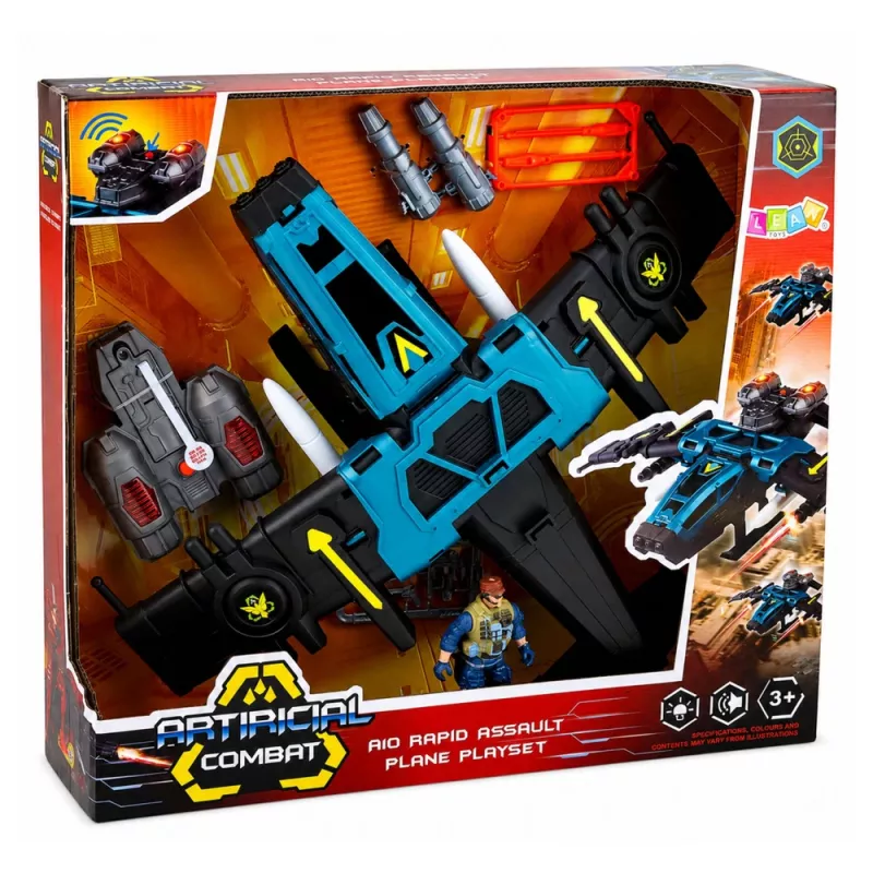 LEAN TOYS Military Attack Plane Soldier Figure Launchers Lights Sounds