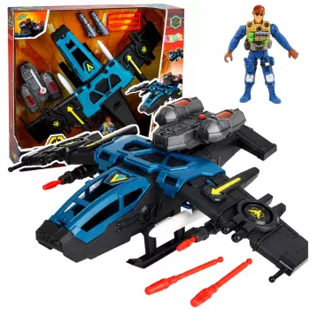 LEAN TOYS Military Attack Plane Soldier Figure Launchers Lights Sounds
