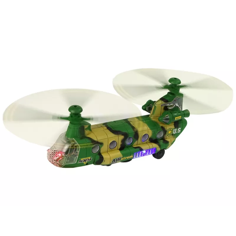 LEAN TOYS Military Helicopter Huge Wings Lights Sound Moro