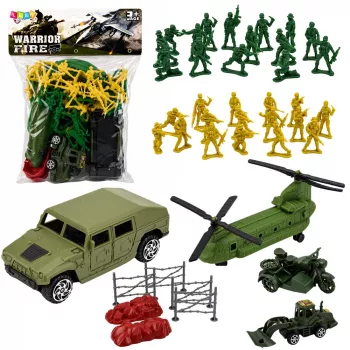 LEAN TOYS Military Set Soldiers Helicopter Vehicles Base 58 pcs.