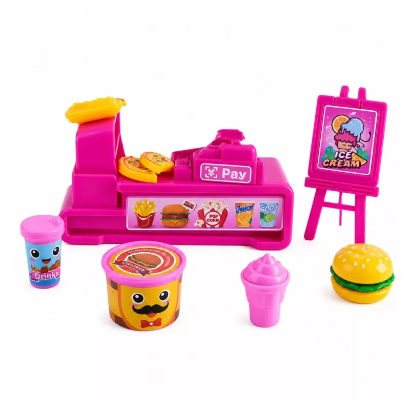 LEAN TOYS Mini Doll Set with Cash Register, Saleswoman, Hamburger, Ice Cream Accessories