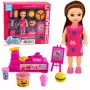 LEAN TOYS Mini Doll Set with Cash Register, Saleswoman, Hamburger, Ice Cream Accessories
