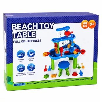 LEAN TOYS Multi-level Water Table Playground with Chair Accessories Molds 63cm