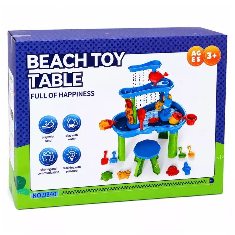 LEAN TOYS Multi-level Water Table Playground with Chair Accessories Molds 63cm
