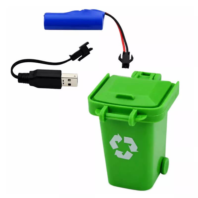 LEAN TOYS Municipal Vehicle Remote Controlled Garbage Truck RC Container Bin Lights 1:14