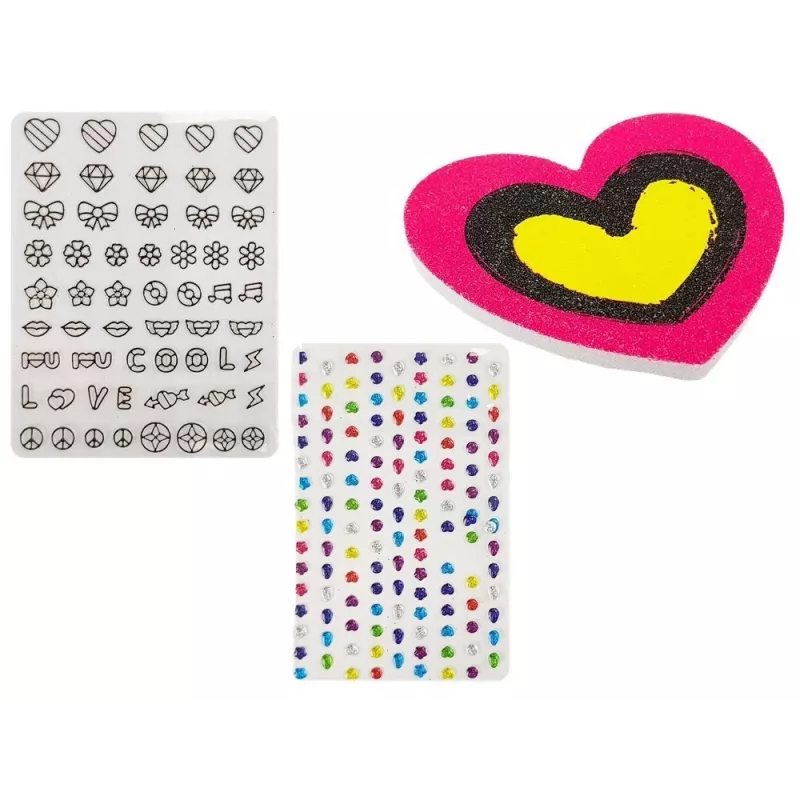 LEAN TOYS Nail Painting Set Glitter Dispenser Coloured Stickers