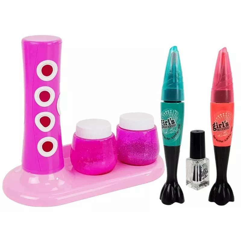 LEAN TOYS Nail Painting Set Glitter Dispenser Coloured Stickers