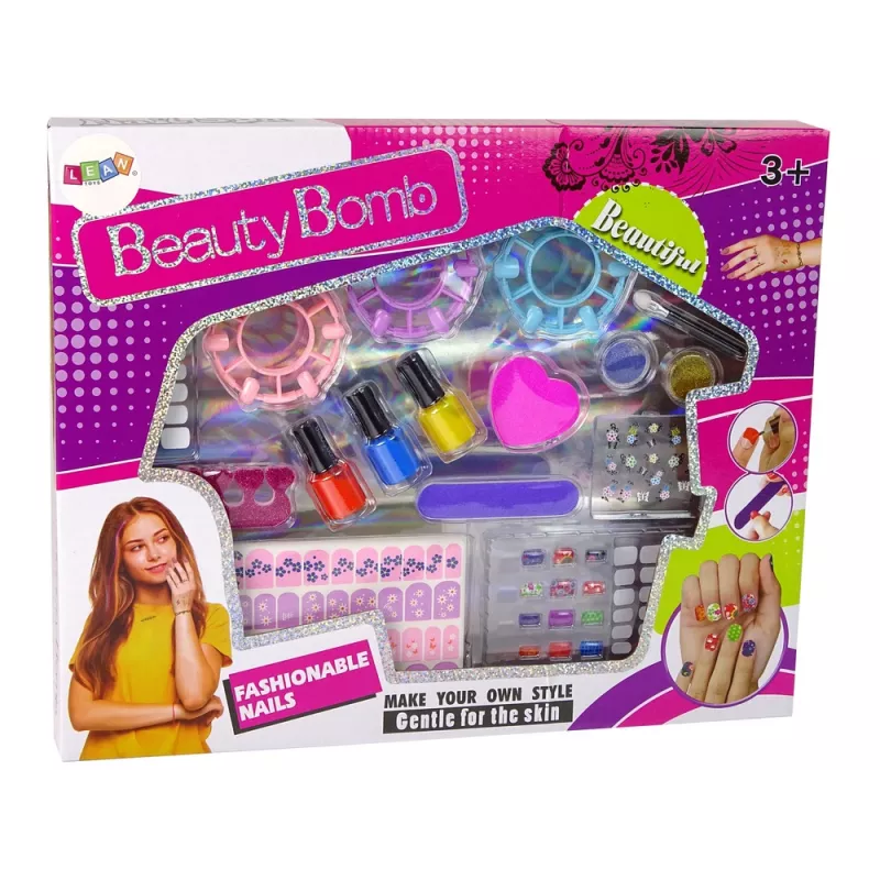 LEAN TOYS Nail Painting Set Nail Lacquers Stickers Patterns Glitters