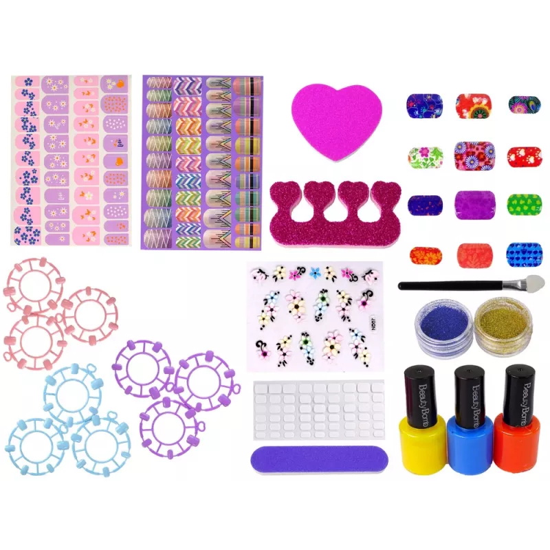 LEAN TOYS Nail Painting Set Nail Lacquers Stickers Patterns Glitters