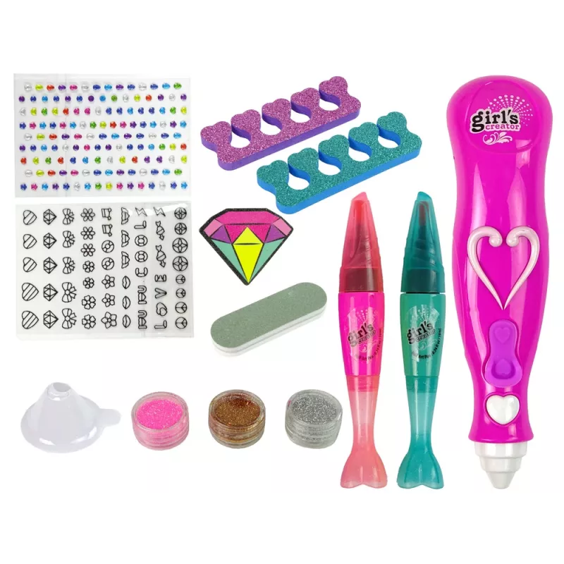 LEAN TOYS Nail Painting Set Nail Pens Glitter Dispenser Diamonds