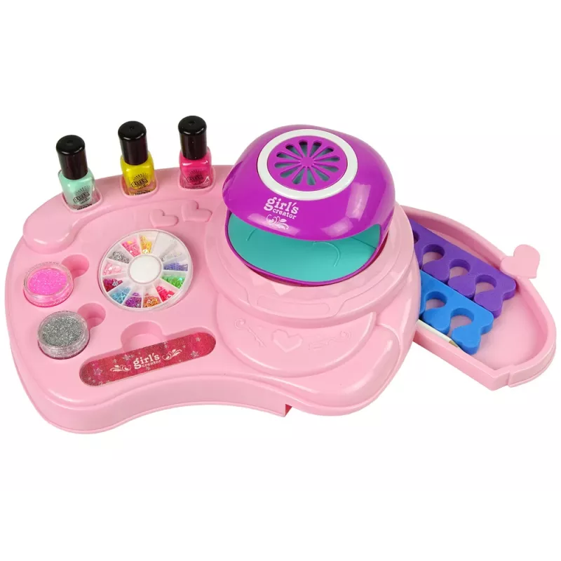 LEAN TOYS Nail Polish Set with Nail Glitter, Dryer, and Stickers