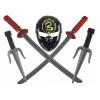 LEAN TOYS Ninja Warrior Set with Mask, Sword, Daggers, Shurikens, Bow & Arrows – Red Decorations (10 Pieces)