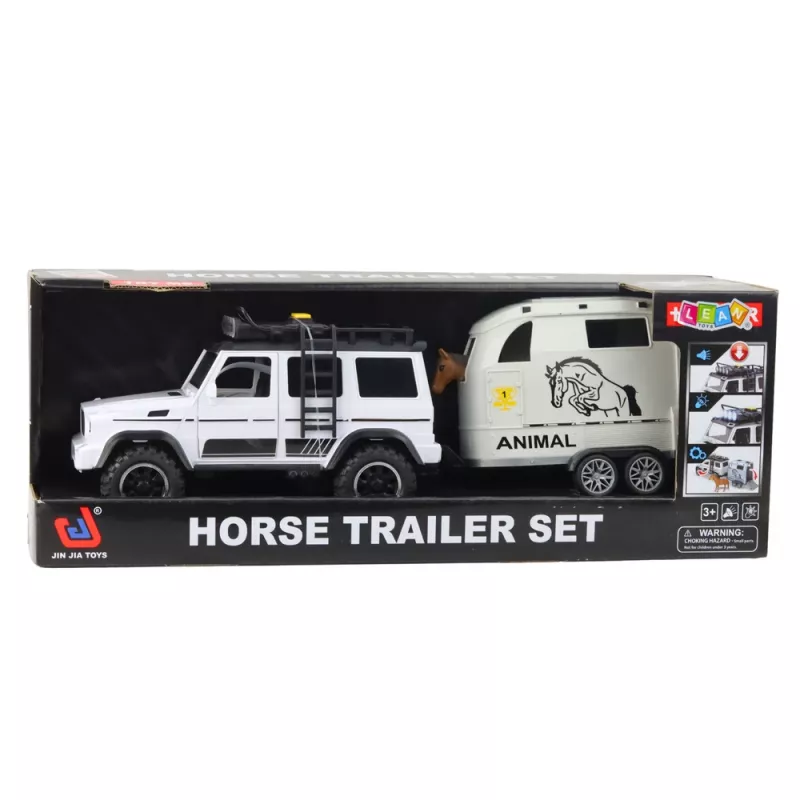 LEAN TOYS Off-road Vehicle with Horse Trailer, Figure, Lights, Sounds