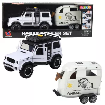LEAN TOYS Off-road Vehicle with Horse Trailer, Figure, Lights, Sounds