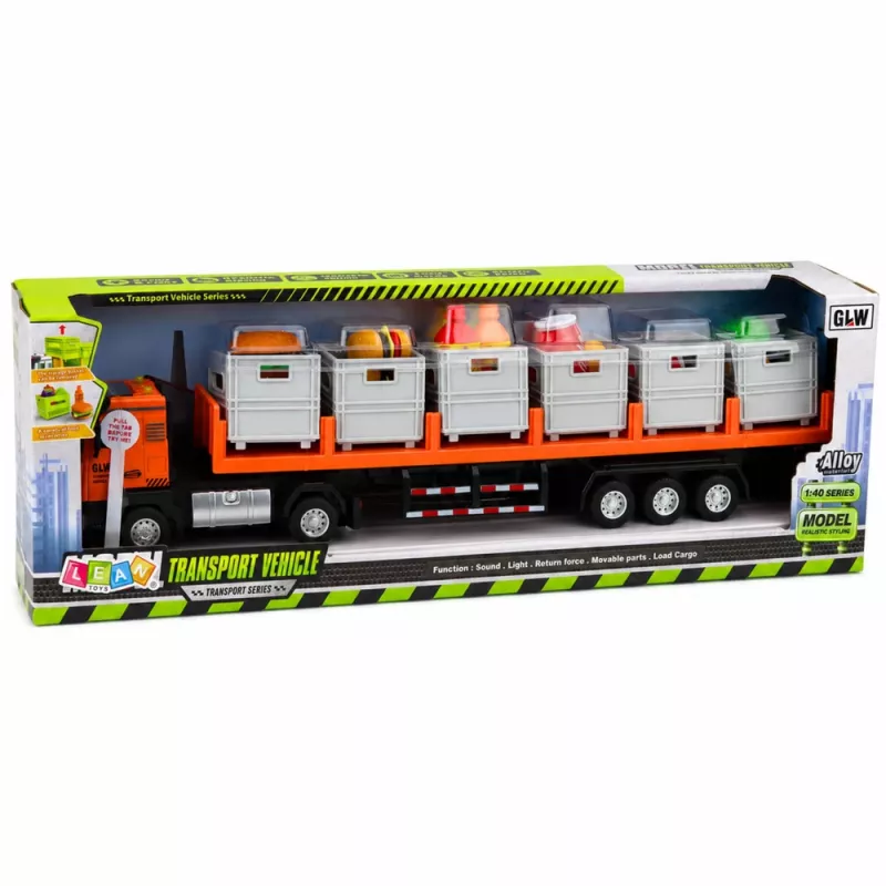 LEAN TOYS Orange Food Transport Truck 1:40 Diecast Model