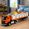 LEAN TOYS Orange Food Transport Truck 1:40 Diecast Model