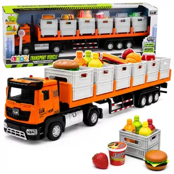 LEAN TOYS Orange Food Transport Truck 1:40 Diecast Model