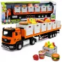 LEAN TOYS Orange Food Transport Truck 1:40 Diecast Model