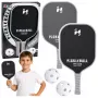 LEAN TOYS Pickleball Tennis Badminton Racket Set with 2 Balls Black and Gray