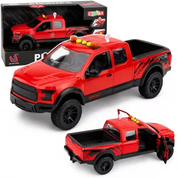 LEAN TOYS Pickup Truck 1:12 RC with Opening Doors, Tail Lights, Sounds – Red