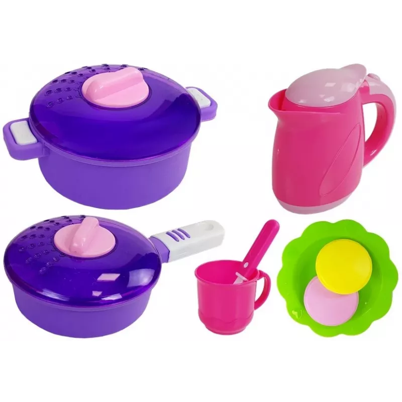 LEAN TOYS Pink Kitchen with Water Pots Groceries Sound