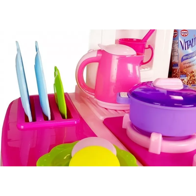 LEAN TOYS Pink Kitchen with Water Pots Groceries Sound