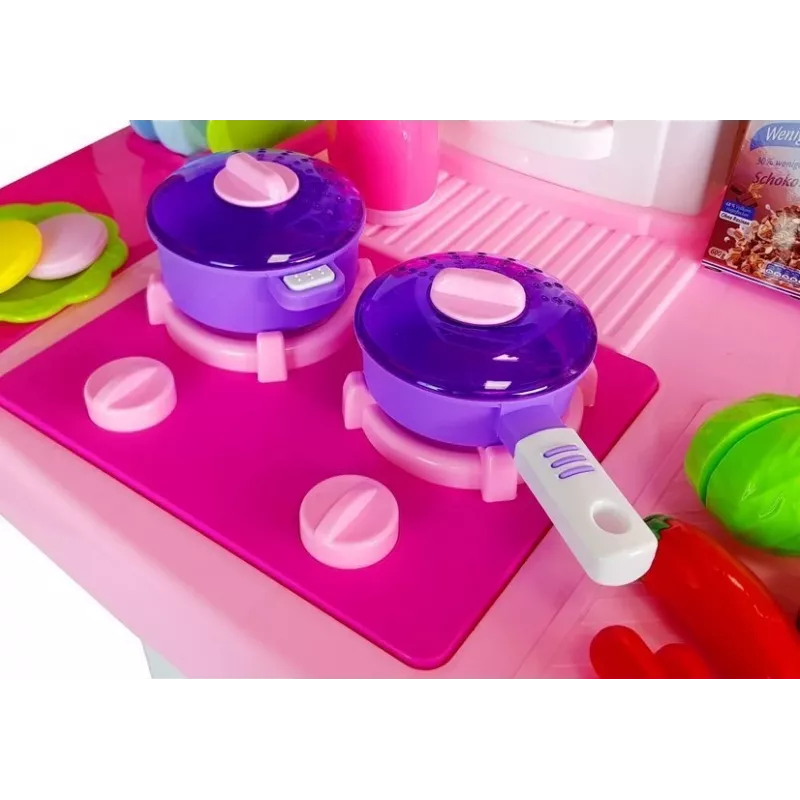 LEAN TOYS Pink Kitchen with Water Pots Groceries Sound