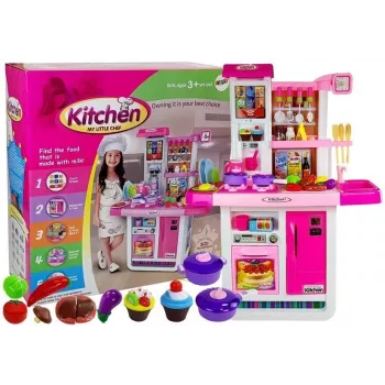 LEAN TOYS Pink Kitchen with Water Pots Groceries Sound