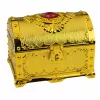 LEAN TOYS Plastic Treasure Chest for Children with Padlock and 2 Keys Gold Decorated
