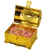 LEAN TOYS Plastic Treasure Chest for Children with Padlock and 2 Keys Gold Decorated