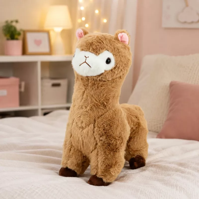 LEAN TOYS Plush Alpaca Cuddly Toy Soft Fur Beige 28 cm