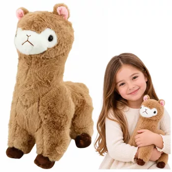 LEAN TOYS Plush Alpaca Cuddly Toy Soft Fur Beige 28 cm