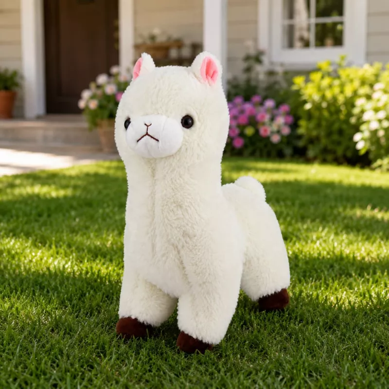 LEAN TOYS Plush Alpaca Soft White Fur 28 cm