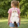 LEAN TOYS Plush Cat Backpack Mascot Adjustable Straps Silicone Paws White 50cm