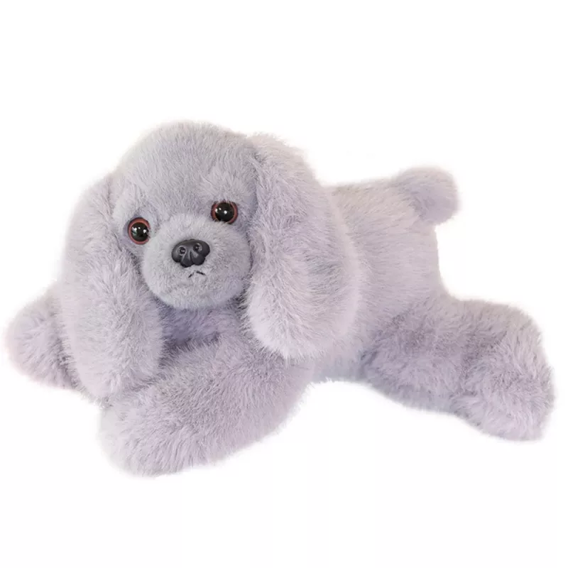LEAN TOYS Plush Cocker Spaniel Dog with Weighted Paws, Grey, 30 cm