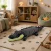 LEAN TOYS Plush Crocodile Mascot Cuddly Toy - Realistic Gray, 90 cm