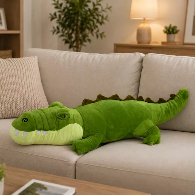LEAN TOYS Plush Crocodile Mascot Cuddly Toy Realistic Green 70cm
