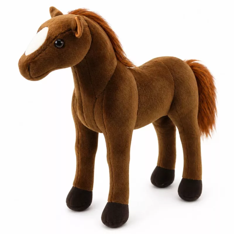 LEAN TOYS Plush Horse Cuddly Toy Dark Brown 40cm x 37cm