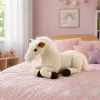 LEAN TOYS Plush Horse Plush Toy Mascot Cuddly Toy White 40cm x 37cm