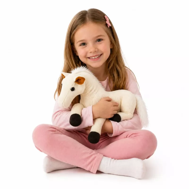 LEAN TOYS Plush Horse Plush Toy Mascot Cuddly Toy White 40cm x 37cm